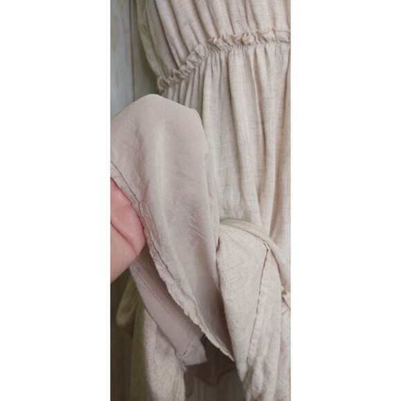 Pink Lily Women's Dress~Linen Blend~ Sleeveless~Ruffled~Tie Straps~Size Large - Picture 6 of 10